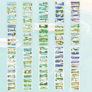 TEMU 20장/책 동화 시계 수제 풍경 아키텍처 캐릭터 일러스트레이션 스티커 세트 | 10장 PET + 10장 크래프트 종이 - 다목적 자연 테마 스티커 | 가을 잎/피크닉/코티지/연못 로터스, 예술 창작 DIY 앨범, 손글씨 일기장, 스크랩북 소재, 카드 콜라주 문구 장식용 핸드 계정 소재|편지지|다이어리|카드스티커