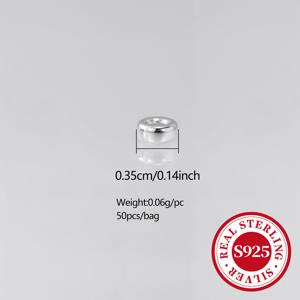 TEMU 50개/팩 S925 스털링 실버 스페이서 비즈 DIY 팔찌 목걸이 끈 재료 키트|목걸이|팔찌|은목걸이