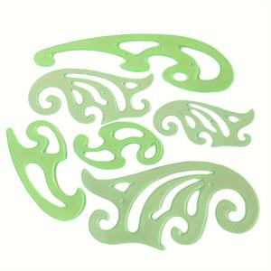 TEMU 6개의 곡선 템플릿 차트 곡선 세트 자, 그리기 템플릿에 사용되는 다기능 만화 템플릿 도구 세트, 6가지 다른 크기로 제공됩니다.