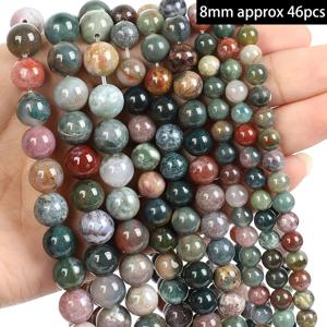 TEMU 인도 아게이트 보석 구슬 - 보석 제작용 자연 돌 라운드 비즈, DIY 목걸이 팔찌 액세서리, 다양한 크기 (6mm/8mm/10mm) 세트
