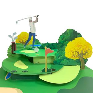 TEMU 3D 팝업 골프 인사말 카드 - 생일, 은퇴, 아버지의 날에 다목적 - 골프 애호가에게 이상적 - 개인화된 스포츠 테마 - 영어, 독일어, 프랑스어, 일본어, 한국어 2개 국어 - 모든 수령자에게 적합
