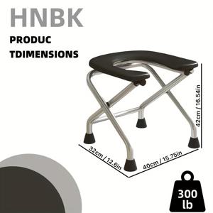 TEMU 접이식 U자형 화장실 의자, 스테인리스 스틸, 최대 136kg 지지 가능, 보관 및 세척 용이, 노약자 및 임산부용, 욕조 스툴로도 사용 가능한 변기 앉은 의자
