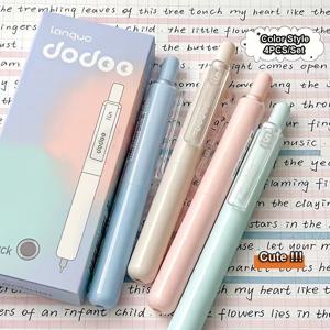 TEMU 4-팩 모란디 포켓 펜, 휴대용 클릭 액션 볼펜, 퀵 드라이, 짧은, 귀여운 카피바라 디자인, 검정 잉크, 플라스틱, 중간 지점, 학교 및 쓰기 용품