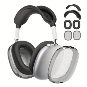 TEMU 6개 세트 4in 1 케이스 for airpods Max(2024/2020)용 TPU 소프트 투명 커버 이어쿠션 이어 머프 for airpods Max(2024/2020) 헤드셋 액세서리