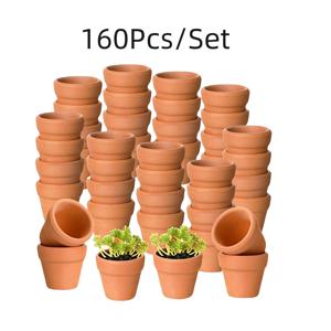 TEMU 160개/100개/80개/50개/30개 테라코타 화분 세트, 1.3인치 미니 클레이 세라믹 화분 배수 구멍, 광택 마감, 둥근 기하학적 패턴, 탁상 장착, 다육 식물, 선인장, 공예품, 실내/실외 사용|화분