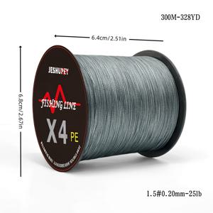 TEMU JESHUPEY 300M/500M PE 낚시줄, 4줄 부드러운 고강도 리어 라인, 내구성 및 내마모성, 12LB-80LB, 담수 및 해수 낚시 필수품, 1 스풀
