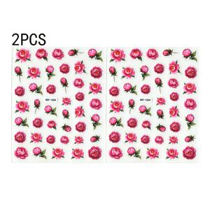 TEMU 2pcs 피오니 꽃 네일 아트 스티커, 5D 인상 자체 접착 반짝이는 네일 데칼, DIY 매니큐어에 적합, 여성용 휴일 파티 선물