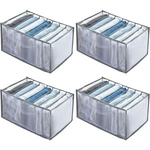 TEMU 4pcs 니트 메쉬 서랍 정리기 - 바지, 청바지, 티셔츠, 스커트에 이상적 - 내구성, 쉽게 청소할 수 있는 옷장 보관 솔루션, 옷장 정리 | 세련된 정리기 | 내구성 있는 정리기, 옷장 정리 및 보관