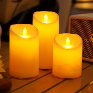 TEMU 3개 CYCG 무화염 LED 기둥형 캔들, 현실적인 움직이는 불꽃 - 배터리 작동식, 조절 가능한 디머 & 방울이 없는 설계, 아이보리색에 광택 있는 금속처럼 마감된 내부/외부 사용을 위한 (애완동물에게 안전함), 결혼식, 캠핑, 휴일, 할로윈, 크리스마스 장식에 이상적(플라스틱 베이스, 배터리 미포함), 장식용 촛불, 배터리 양초등, 야외 양초,