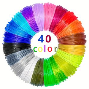 TEMU 3D 프린터용 40색상 PLA 필라멘트, 직경 1.75mm, 각 색상당 길이 118.11인치, 총 4724.5인치, 랜덤 컬러