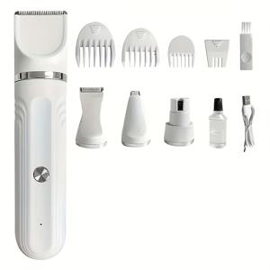 TEMU 4-in-1 낮은 소음 애완 동물 관리 키트 - 전기 헤어 트리머, 네일 클리퍼, 고양이 및 개용 파우 라저, 전문 충전식 디자인, 다중 액세서리 포함, 고양이 관리 필수품 | 현대 애완 동물 관리 | 내구성 플라스틱 구조, 애완 동물 관리 용품|손톱깎이