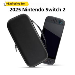 TEMU 닌텐도 스위치 2(2025) 휴대용 케이스 - 내구성 있는 폴리에스터 휴대용 여행용 포켓, 10개의 게임 카드 슬롯, 전체 보호, 미끄럼 방지 그립, 및 액세서리 저장 공간, NS 콘솔 및 액세서리용 여행 케이스| 세련된 블랙 케이스| 지퍼 잠금, 닌텐도 스위치 2