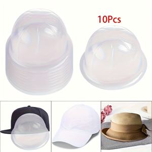 TEMU 10pcs 작은 조절 가능한 PVC 모자 랙, 야구 모자 및 바구니 모자용 돔 플라스틱 모자 홀더, 휴대용 홈 여행 디스플레이 스토리지 정리기, 모자 디스플레이 랙 | 휴대용 스토리지 솔루션 | 다용도 정리기, 월 모자 랙