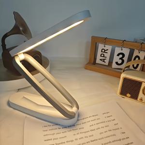 TEMU 1pc 접이식 LED 책상 램프, 눈 보호 기능, 3가지 색온도 조절, USB 충전식, 휴대용으로 학습, 사무실 및 여행에 적합 - 흰색, 간단한 디자인, 가벼움