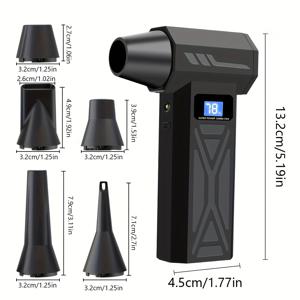 TEMU 130000RPM 폭력적인 터보 팬, 지능형 디스플레이 4단계 조절, 5개의 블로우 노즐 포함, 컴퓨터, 키보드, 야외 및 자동차 청소용 최상의 휴일 선물 휴대용 공기 건조기|키보드|독거미키보드|차량용선풍기