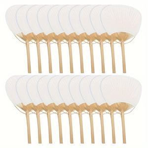 TEMU 20pcs 웨딩 팬 Pai Pai Bambu 순수한 흰색 대나무 손잡이 빈 서예 그림 빈 그룹 팬 흰색 팬 여름 손 팬|캘리그라피