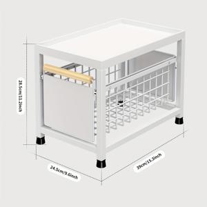 TEMU 1pc, 반티어, 풀아웃 스토리지 선반, 주방 캐비닛 슬라이드아웃 바구니, 다기능 나무 핸들 스토리지 선반, 스파이스 정리함, 스낵 홀더, 주방 및 욕실 용품용 스토리지 박스, 스토리지 액세서리|욕실선반|수납정리함|악세사리