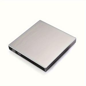 TEMU 1pc 2024 슬림 휴대용 외장 CD/DVD 드라이브 - USB 2.0 고속 데이터 전송 버너 플레이어, Windows 10/8.1/7/XP/Vista, Linux, Mac OS, 랩탑 및 데스크탑 사용과 호환됨|CD플레이어