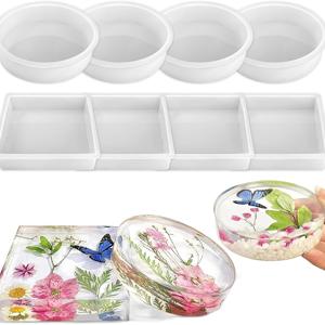 TEMU 레진 주조 몰드 LEQU 8 사각 원형 코스터 몰드 DIY 실리콘 코스터 몰드 레진 트레이 코스터 공예 DIY
