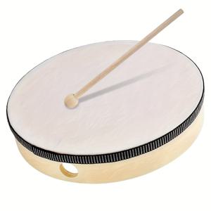 TEMU 1개 10인치 흰색 ABS 핸드 드럼과 말렛 - 홈 파티, 축하 행사, 음악 애호가를 위한 음악 퍼커션 악기, 음악 공연 | 음악을 사랑하는 사람들을 위한 퍼커션 | 음표 배경