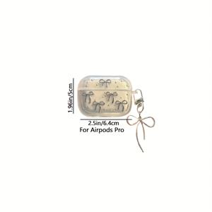TEMU AirPods 1/2/3세대 Pro/Pro 2세대용 드립 글루 및 실버 비즈 리본이 달린 무선 이어버드 보호 케이스 1개