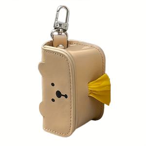 TEMU 1개 귀여운 곰 디자인 애완동물 배설물 봉투 디스펜서 - 휴대용 개 똥 봉투 홀더 키체인 포함, 베이지 & 화이트, 야외 사용을 위한 컴팩트하고 스타일리시한 펫 위생 용품, 내구성 있는 구조