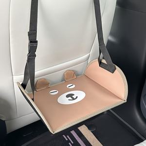 TEMU 귀여운 곰 큰 노란 오리 자동차 시트 발판, 조절 가능한 스트랩이 있는 차량용 발 매트 액세서리 - 여행 및 사무실 편안함을 위한 갈색 휴대용 발받침, 만화 스타일 증가 지원, 모든 차에 적합한 휴가 선물용 귀여운 카 풋매트|발매트|발받침대