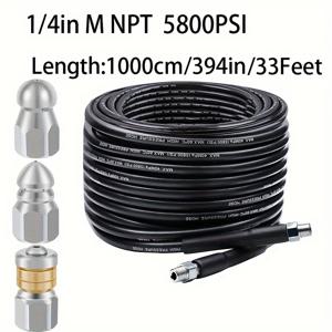 TEMU 압력 세척기 배수용 1세트 하수구 제트 키트, 최신 5800PSI 배수 클리너 호스, 1/4인치 NPT와 3개 1/4
