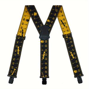TEMU MELOTOUGH 남성용 조절 가능한 탄력 있는 Y-백 멜빵 - 2인치 폭의 검은색 줄자 디자인, 공식 및 캐주얼 착용, 할로윈, 추수감사절, 마르디 그라용 - 모든 사이즈에 맞는 헤비듀티 메탈 클립, 안전한 바지 홀더, 고전적인 멜빵 룩, 고탄성 원단