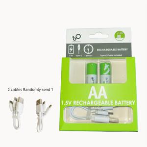 TEMU AA 배터리, USB AA 배터리, AA 리튬 배터리 충전식 2600mwh(≈1300mAh) USB Type C 충전 케이블 포함 배터리 1.5V 일정 출력 1.5H 고속 충전, 충전식 AA 배터리 1200사이클 장시간 사용 가능 2개/4개