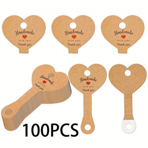 TEMU 100개 팩 글램 스타일 크래프트 종이 쥬얼리 태그, 접착제 포함, 하트 모양 목걸이 디스플레이 카드, 중소기업, DIY 공예, 소매용 - 귀걸이, 팔찌, 머리띠, 열쇠고리 정리 세트