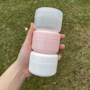 TEMU 오프 뚜껑이 있는 투명 플라스틱 화장품 병 3개 세트 50g - 핑크 & 화이트 바디 밀크, 립스틱 및 여행용 액세서리 샘플 용기