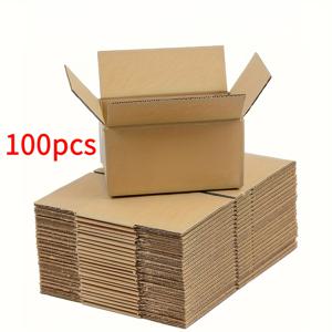 TEMU /100개 브라운 코르가티드 우편함, 뚜껑이 있는 5.7x3.3x4.1 인치 - 배송 및 선물 포장용 내구성 있는 3층 추가 강한 종이 상자, 배송 용품 | 내구성 있는 종이 상자 | 튼튼한 구조, 배송용 상자