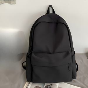TEMU 대학, 학교, 여가용 여행 백팩, 순수 블랙 스포츠 백팩, 가벼운 무게, 조절 가능한 어깨끈, 크리스마스, 겨울 여행, 지퍼, 노트북, 야외 컴퓨터, 스포츠, 휴가, 남성, 여성, 커플; 통합
