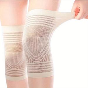 TEMU 2pcs 통기성 스포츠 무릎 압축 슬리브 - 경량 탄성 직물, 손세탁 가능, 충전 없음 - 회색 및 베이지, 봄/여름 활동에 이상적, 운동 지원 장비|통기성 무릎 지원|탄성 소재