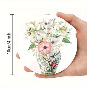 TEMU 6개 세트 10x 10cm 파란색과 흰색 도자기 아트 코스터, 패티오 테이블·주방·거실용 아크릴 코스터 - 친구와 가족을 위한 이상적인 선물, 우아한 식기류 | 내구성 있는 테이블 매트