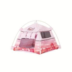 TEMU ITANDME 햄스터 & 토끼용 텐트 - 핑크 & 화이트 폴카 도트 디자인, 통풍 메쉬가 있는 휴대 가능한 애완동물 침대, 햄스터, , 친칠라용, 장식적인 애완동물 하우스, 통풍 메쉬