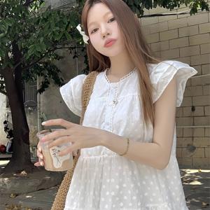 TEMU 여성용 우아한 달콤한 여름 드레스 - 루즈핏, 슬리브리스, 중간 길이, 프릴이 있는 하단, 단색, 크루 넥, 캐주얼 또는 스타일리시한 의상에 완벽, 귀여운 여름 드레스|나시원피스|민소매원피스
