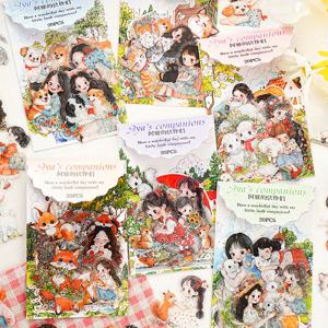 TEMU 6pcs 스티커 팩 아야의 친구 시리즈 스티커 캐릭터 애완 동물 삽화 일기장 스크랩북 폰 케이스 DIY 장식 풍경 콜라주