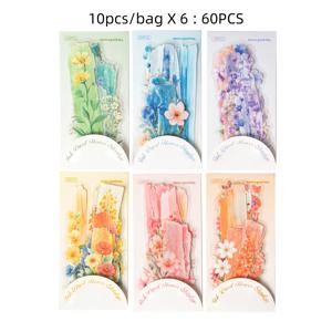 TEMU 60개 빈티지 꽃 수채화 스티커 - 혼합 색상, 스크랩북, 저널링, DIY 공예용 PET 스티커