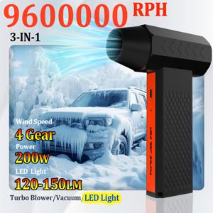 TEMU 9600000RPM 휴대용 터보 제트 팬, 손잡이형 터보 제트 블로워, 200W 고출력, 4단계 속도 조절 가능, 10000mAh 배터리, 컴퓨터 청소용 차량 눈 제거기/잎사귀 제거기, 야외 캠핑 및 자동차 후방 거울 비눈 클리너|차량용선풍기|캠핑선풍기