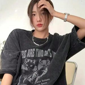 TEMU 2025년 새로운 패턴 여름 여성용 반팔 티셔츠, 편안하고 세련된 스타일로 다양한 레저 활동에 적합합니다.