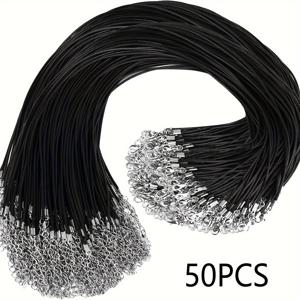 TEMU 50개 팩 18인치 PU 가죽 코드 목걸이 랍스터 걸쇠 포함, 캐주얼 스타일 땋은 왁스 로프 체인 펜던트용, DIY 주얼리 만들기 위한 조절 가능한 대량 목걸이 용품
