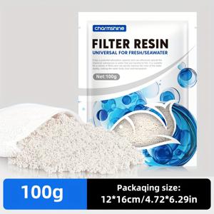 TEMU 수족관 정화제 110g, 어항 탈취제, 경염용 단백질 소모 필터 재료, 교체 없이 사용 가능한 범용 제품, 노란색 제거 및 냄새 제거, 보관하기 쉬운 흰색 봉지
