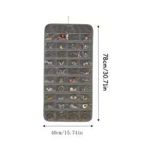 TEMU 1개/80개 대형 포켓 이중면 매달린 보석 디스플레이 보관 가방, 비섬직물 접이식 반지 목걸이 팔찌 정리함, 우아한 스타일, 손세탁 가능, 가장자리 페인트 없음, 인쇄 없음, 여성용 액세서리용