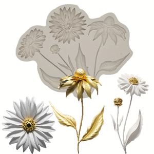 TEMU 【창의적 기쁨】 DIY 베이킹 & 공예용 해상 자수 국화 실리콘 몰드 - 케이크 장식, 초콜릿, 퐁당, 레진 주얼리용 우아한 꽃 디자인 - 레이스 디테일이 있는 다용도 주방 도구, 실리콘 베이킹 몰드