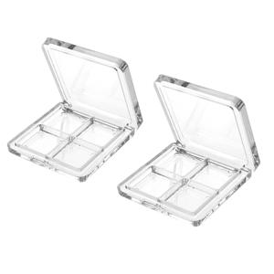 TEMU 2pcs 투명 플라스틱 메이크업 정리함 - 비어있는 아이섀도 팔레트, DIY 립스틱을 위한 4-그리드 화장품 보관 케이스, 향기가 없는 미용 용기