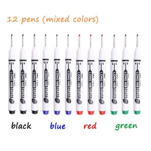 TEMU 12개 롱 헤드 마커, 30mm 깊은 구멍 정밀 - 빨강, 검정, 파랑, 녹색, 흰색 잉크 오일 펜, 목공, 욕실 장식, 플라스틱, 나무, 유리, 금속 DIY 공예용|미세한 포인트 마커|다용도 드로잉 펜|DIY