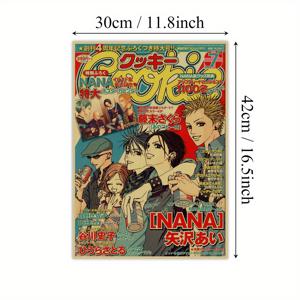 TEMU 1pc NANA 크래프트 종이 포스터 - 생동감 있는 애니메이션 벽화, 레트로 만화 디자인, 프레임 없는 거실, 침실, 주방, 기숙사, 카페 장식 - 아름다운 빈티지 미적, 크래프트 종이