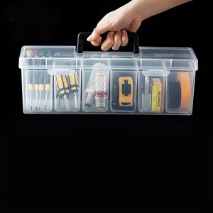 TEMU 분할 가능한 휴대용 공구 정리함 - 나사, 볼트 및 부품을 위한 투명 플라스틱 보관 상자, 방수 소재, 가정 수리에 완벽
